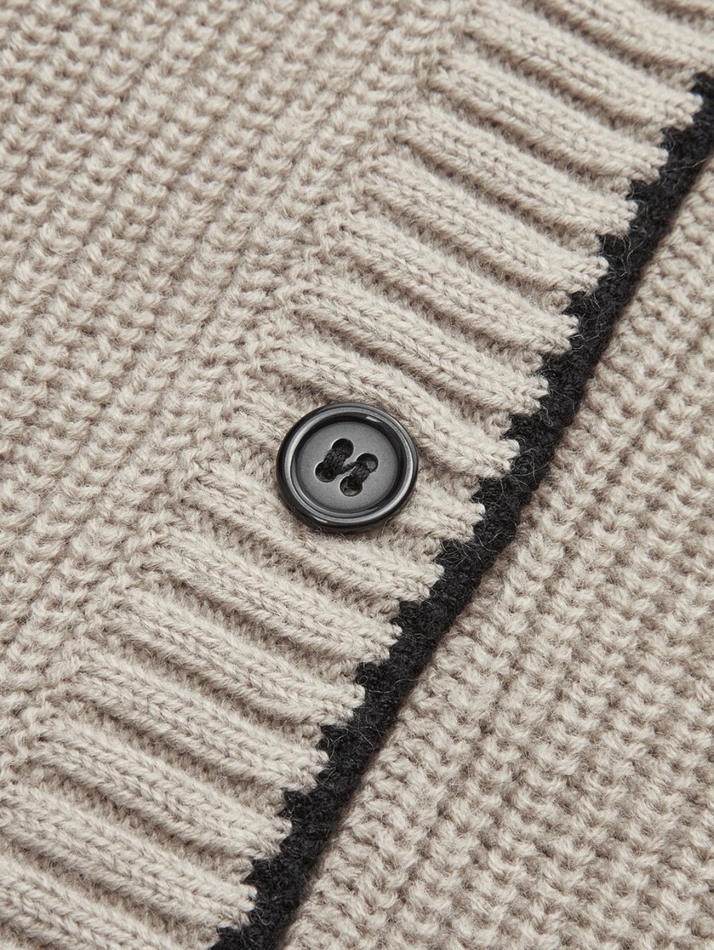 NWT COMMENSE | Tie Neck Contrast Trim Wool Blend Cardigan - Picture 2 of 9